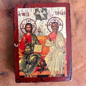 Τhe Holy Trinity, Wooden Byzantine Icons, Greek Orthodox Icons, Religious